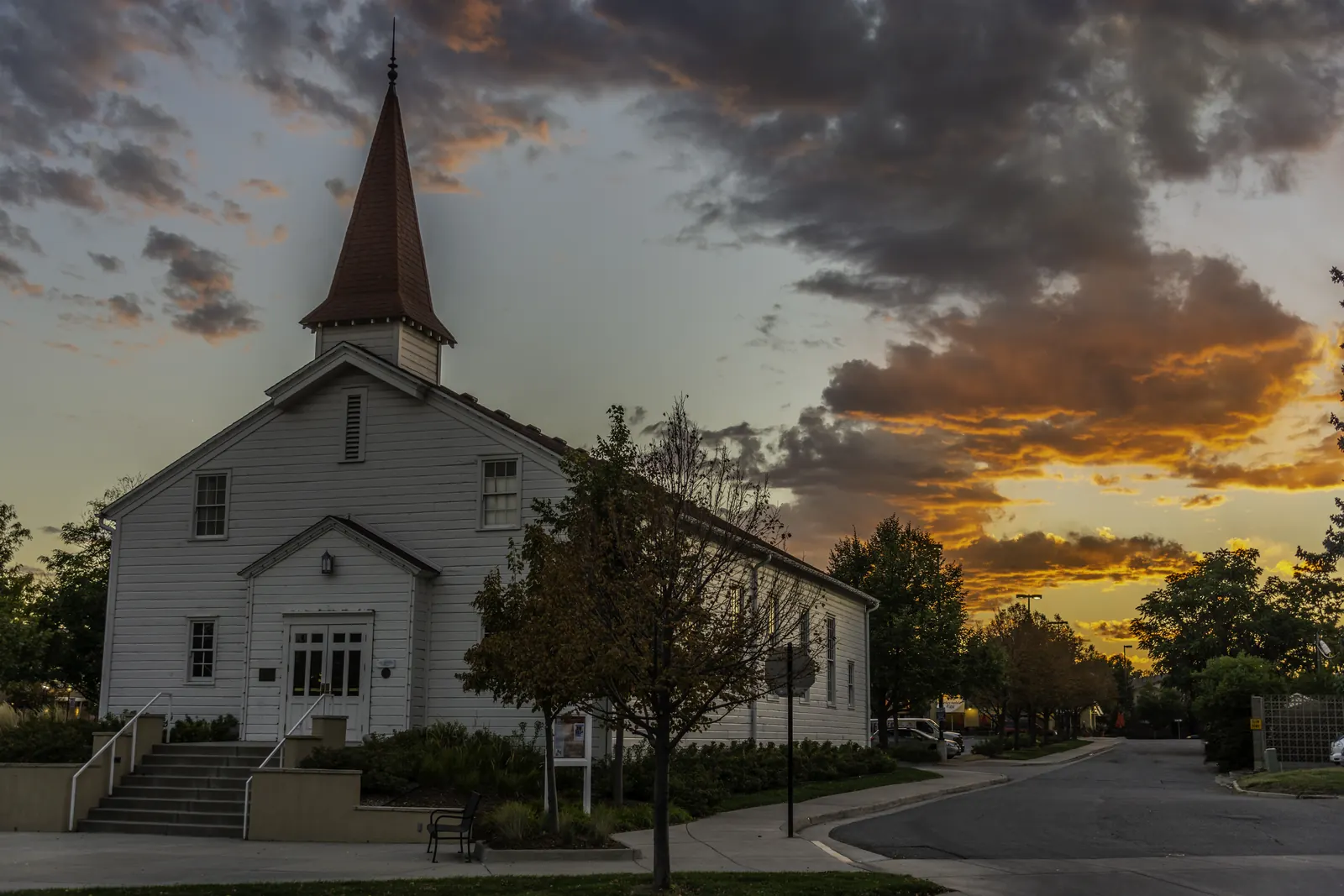 Eisenhower Chapel on the former Lowry Air Force Base at sunset